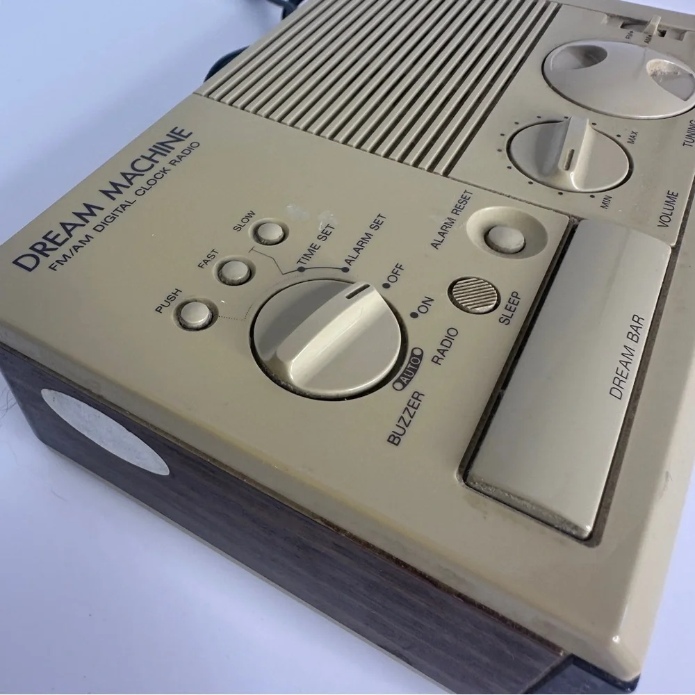 Sony Dream Machine Clock Radio Digital Beige AM/FM Tested Works Wood Grain Vtg‎
